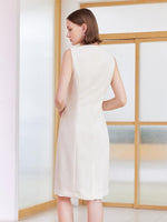 White Slim Midi Tailored Wool Dress GOELIA