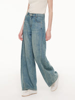 100% Cotton Denim Women Curved Leg Jeans GOELIA