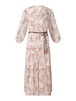 10MM Mulberry Silk Paisley Print Women Maxi Dress With Two Self-Tie Belts GOELIA