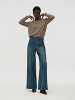 Wide Leg Women Fleece Lined Jeans GOELIA