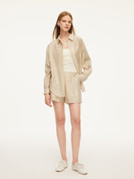 Tencel Acetate Linen Blend Women Sheer Oversized Shirt & Camisole Two-Piece Set GOELIA