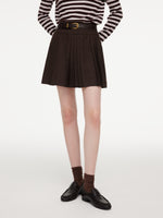 A-Line Pleated Women Skirt With Belt GOELIA