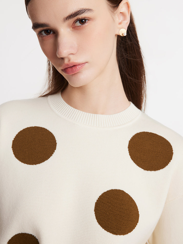 Tencel Wool Blend Polka Dots Sweater And Knitted Skirt Two-Piece Set GOELIA