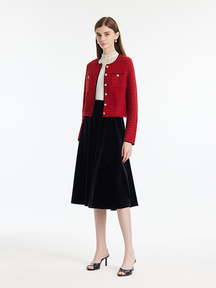 Wool-Blend Sequins Knitted Women Cardigan GOELIA