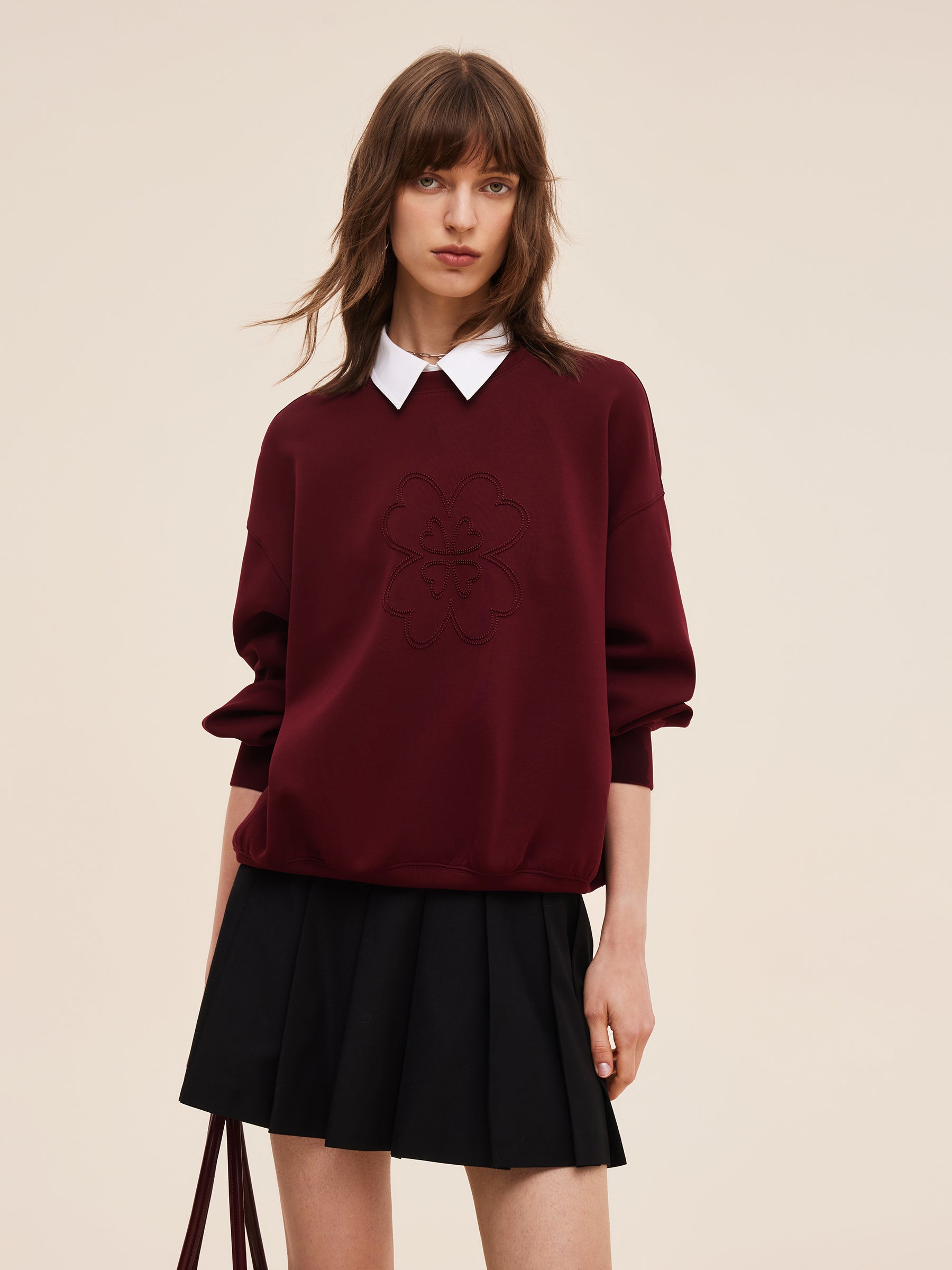 Four-Leaf Clover Embroidered Women Sweatshirt GOELIA