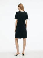 Tencel Blend Contrast Trim Women Knit Mini Dress GOELIA