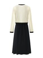 Contrast Trim Cardigan And Vest Dress Two-Piece Set GOELIA