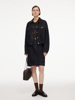 [Preview] 100% Cotton Denim Corduroy Collar Women Barn Jacket GOELIA