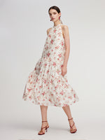 Tencel Blend Floral Print Women Halter Maxi Dress GOELIA