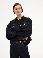 [Preview] 100% Cotton Denim Corduroy Collar Women Barn Jacket GOELIA