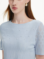 Beaded Textured Knit Top And Skirt Two-Piece Set GOELIA