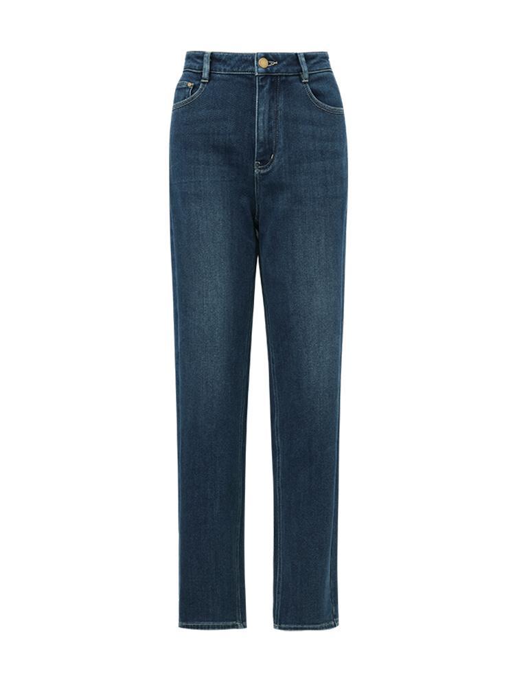 High-Waisted Ankle Length Tapered Denim Jeans GOELIA
