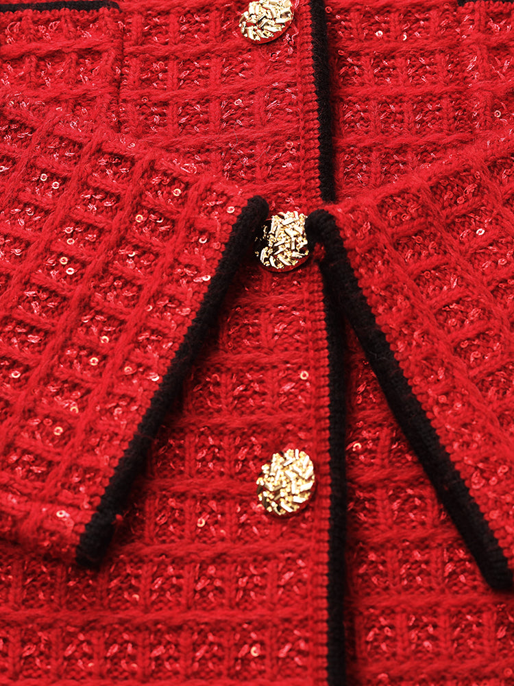 Wool-Blend Sequins Knitted Women Cardigan GOELIA
