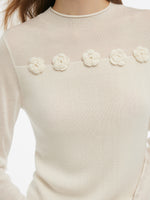 Tencel Wool Blend Women Flower Knit Top GOELIA