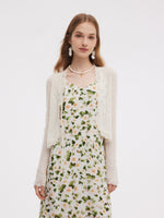 Wavy Trim Tie Front Women Cardigan GOELIA