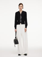 [Preview] Tencel Blend V-Neck Women Cardigan With Silk Scarf GOELIA