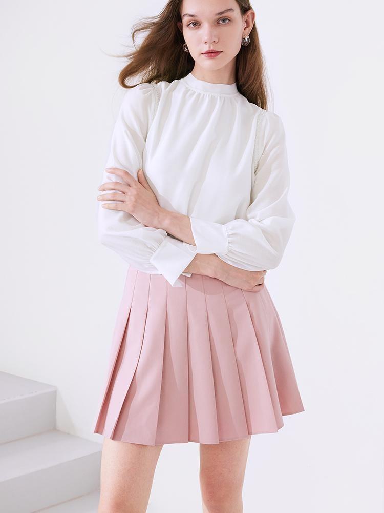 Pink Pleated Mini Skirt GOELIA