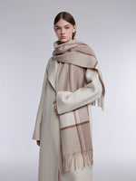[Preview] 100% Wool Plaid Fringe Scarf GOELIA