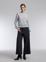 [Preview] Wool Blend Shimmer Ribbed Women Crewneck Sweater GOELIA