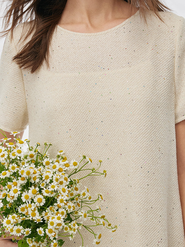 Tweed Sequins Fringed Edge Women Maxi Dress With Slip Dress GOELIA