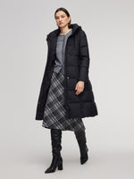 Windproof Hooded Goose Down Coat With Belt GOELIA