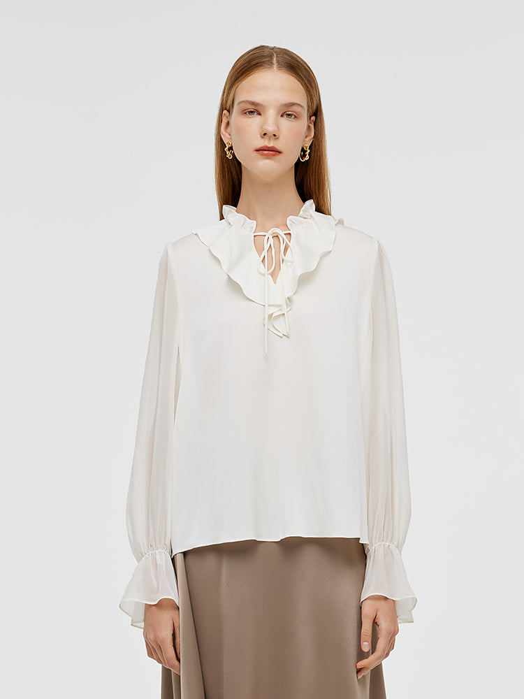 silk ruffle shirt