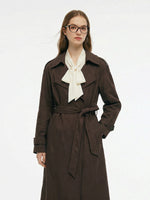 100% Linen Women Wrap Trench Coat GOELIA