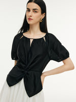 Tencel Blend Twist Front Top And A-Line Skirt Two-Piece Set GOELIA