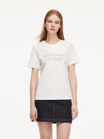 [Preview] 100% Cotton Beaded Letter Women T-Shirt GOELIA