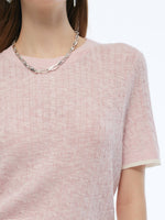 Round Neck Women Cable Knit T-Shirt GOELIA