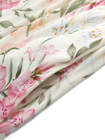 19MM Mulberry Silk Floral Print Women Maxi Dress With Ribbon GOELIA