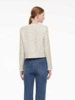 Wool Blend Tweed Frayed Hem Women Jacket GOELIA