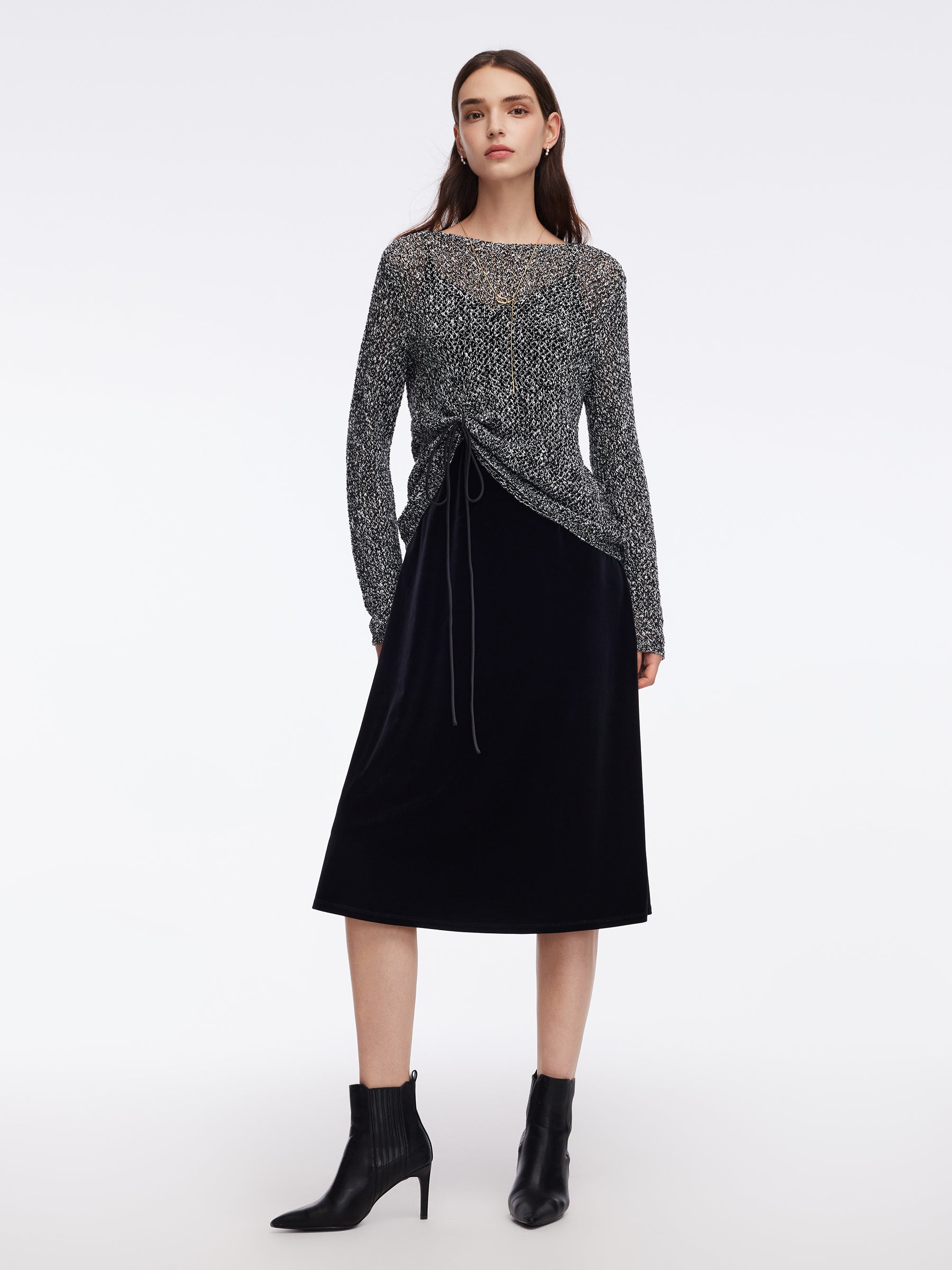 Cotton Blend Sweater And Strap Dress Two-Piece Set GOELIA