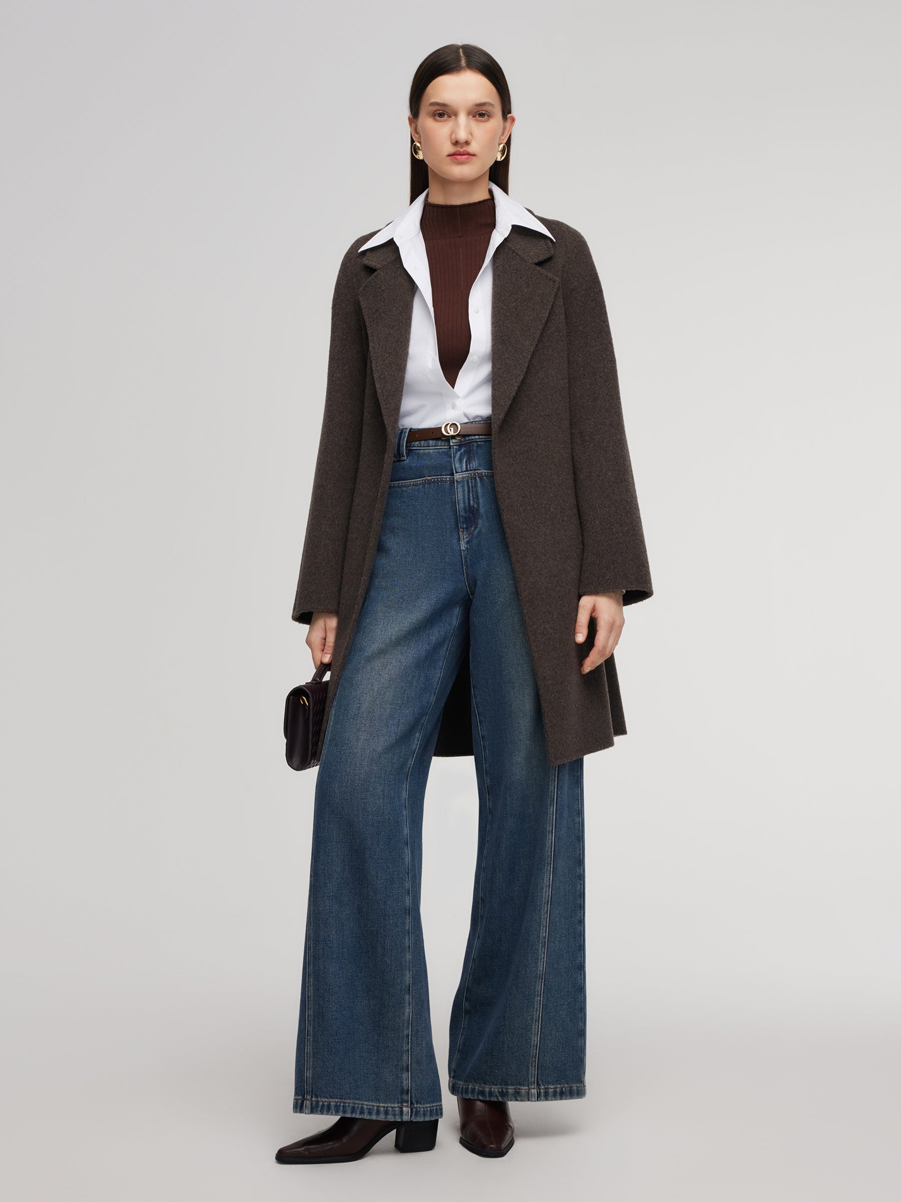 Camel Hair Wool Blend Double-Faced Women Wrap Coat GOELIA