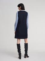 Wool Blend Tweed Sequins Faux Two-Piece Women Mini Dress GOELIA