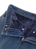 100% Cotton Denim Fleece Lined Women Straight Ankle Length Jeans GOELIA