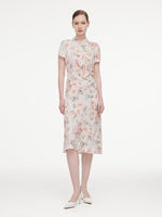 [Preview] 19MM Mulberry Silk Floral Print Women Qipao Midi Dress GOELIA