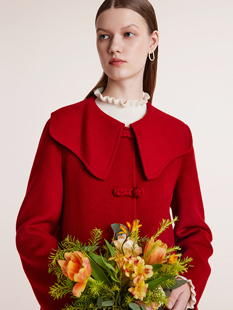 Tencel Wool Cheongsam Button Double-Faced Women Coat GOELIA