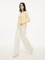 Cotton Mulberry Silk Blend V-Neck Women Cardigan GOELIA