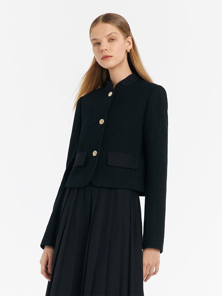 Crop Jacket With Flaps And Half Skirt Two-Piece Suit GOELIA