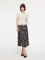 Tencel Blend Women Knit Top With Floral Print Scarf GOELIA