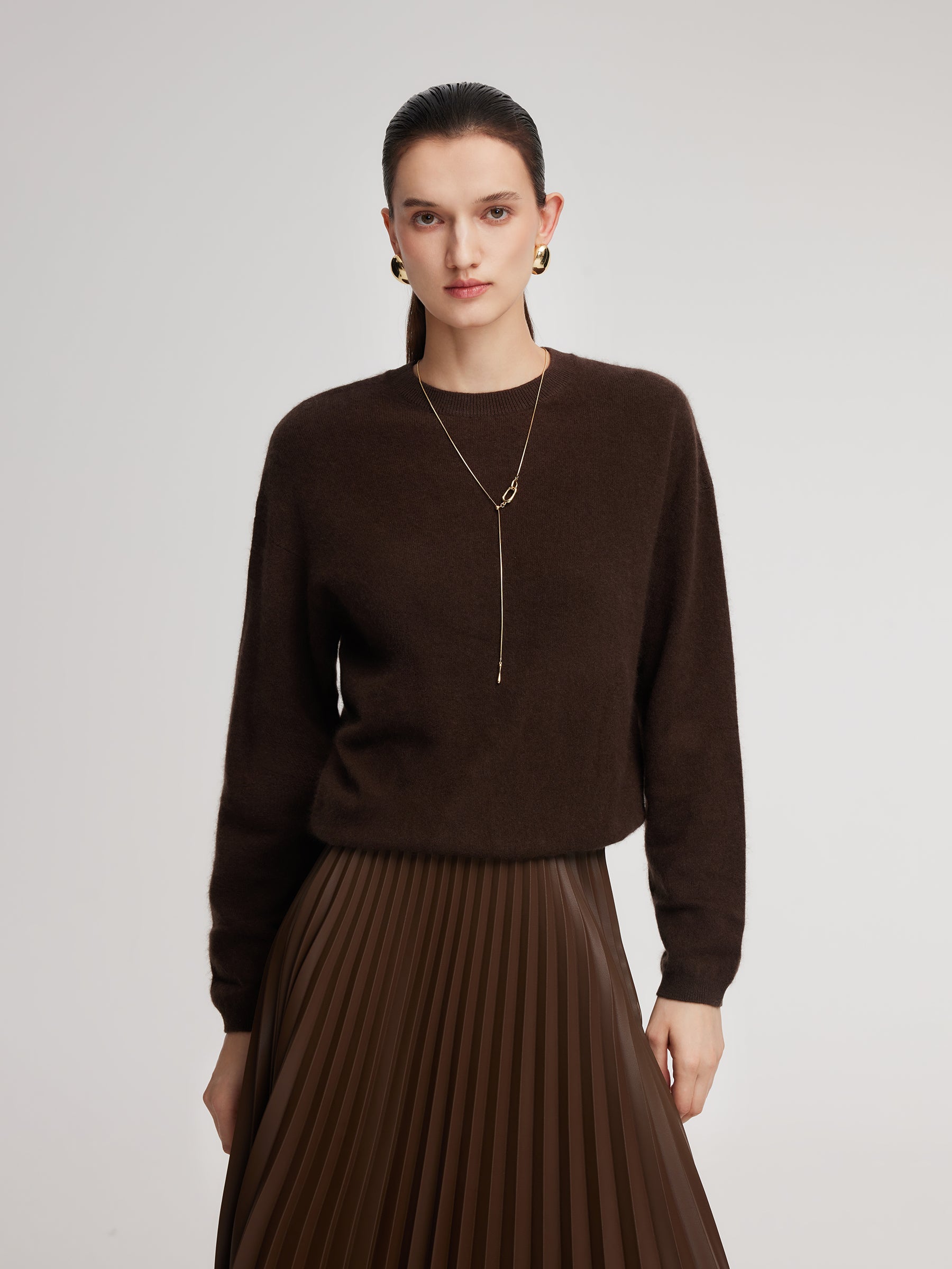 [Preview] 100% Brushed Wool Crew Neck Women Sweater GOELIA