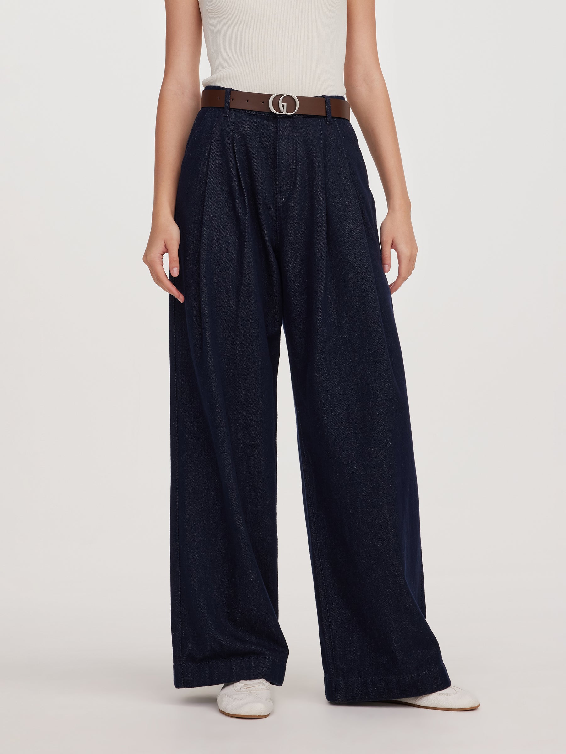 [Preview] 100% Cotton Denim Wide Leg Women Jeans GOELIA