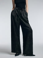 19MM Gambiered Canton Gauze Women Jacquard Straight Leg Pants GOELIA
