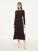 Tencel Wool Blend Tie Front Knit Top And Crochet Skirt Two-Piece Set GOELIA