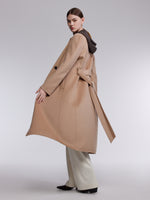 [Preview] Wool Silk Blend Women Wrap Overcoat GOELIA