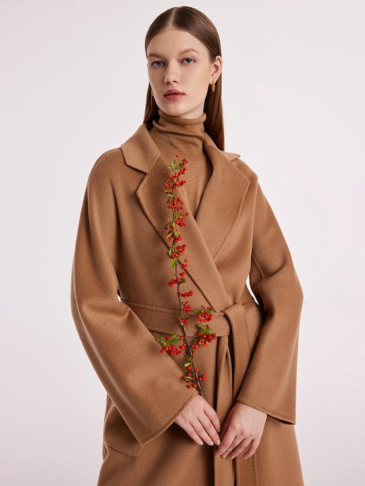 Pure Cashmere Tie-up Women Coat GOELIA