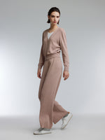[Preview] Mock-Layered Knit Top And Pants Two-Piece Set GOELIA