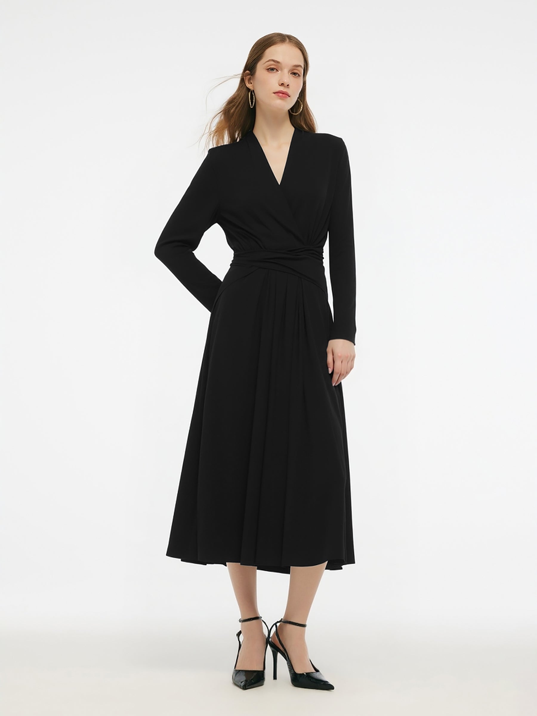 Tencel Blend Tie Back Gathered Waist Women Knit Maxi Dress