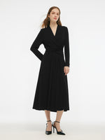 Tencel Blend Tie Back Gathered Waist Women Knit Maxi Dress GOELIA